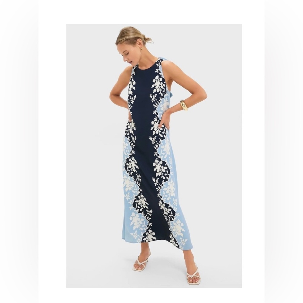 Tuckernuck Navy and Light Blue Floral Maxi Portia Dress